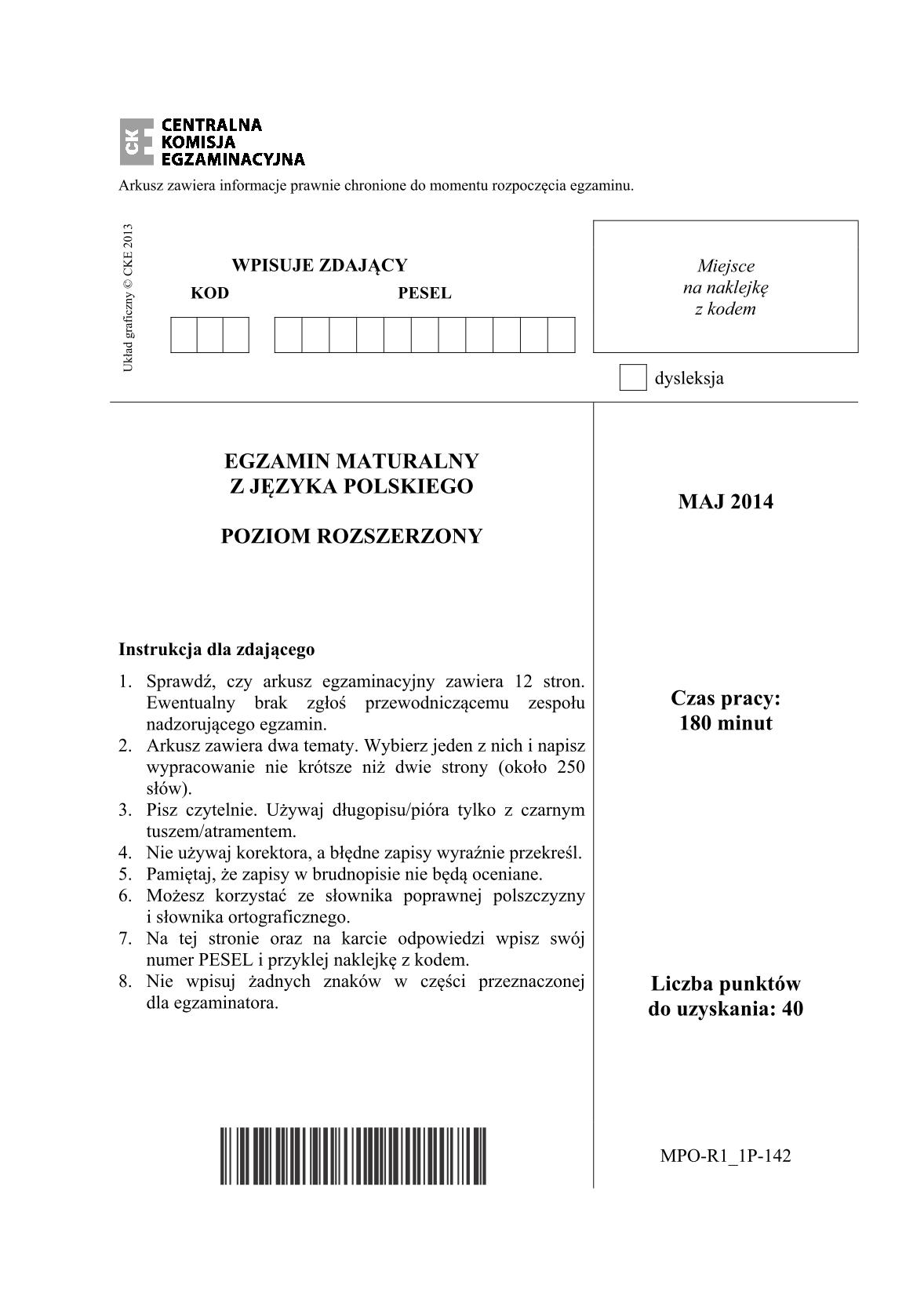 pytania-jezyk-polski-poziom-rozszerzony-matura-2014-str.1
