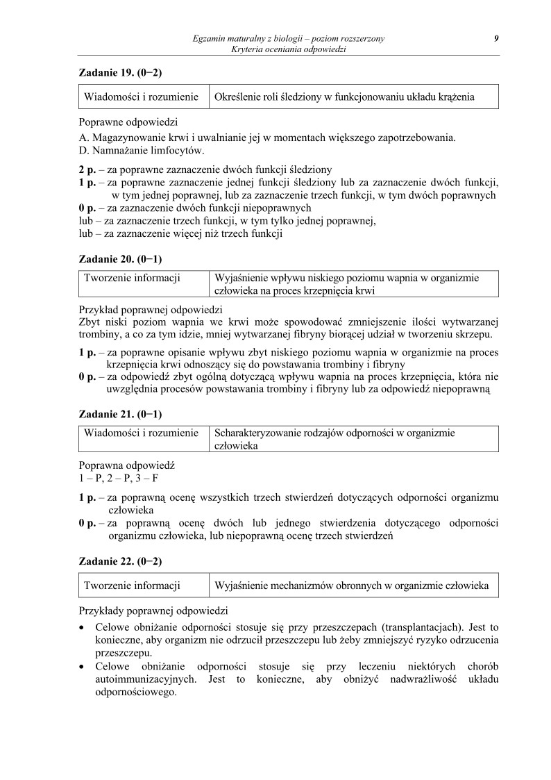 Odpowiedzi - biologia, p. rozszerzony, matura 2011-strona-09