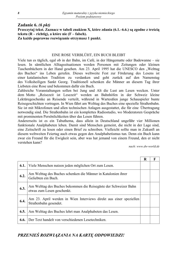 Pytania - jezyk niemiecki, p. podstawowy, matura 2011-strona-08