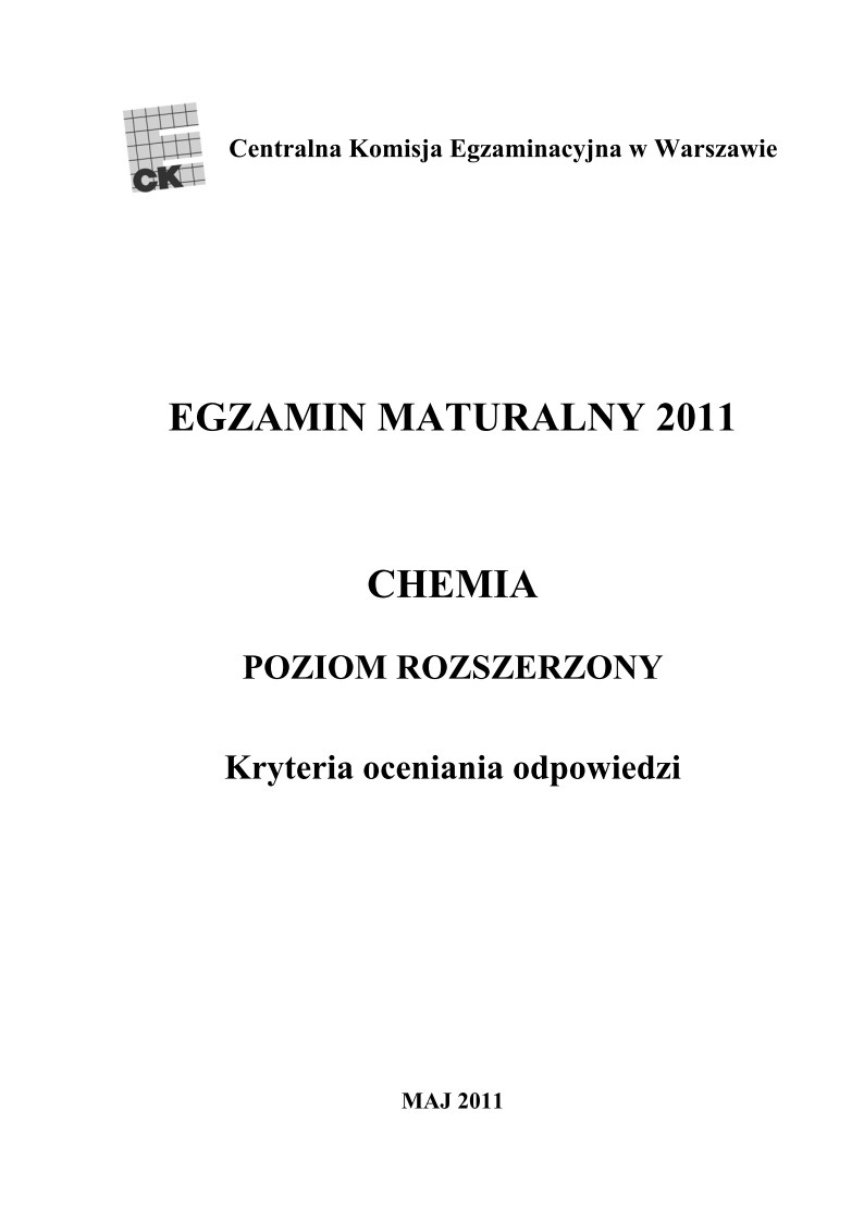 Odpowiedzi - chemia, p. rozszerzony, matura 2011-strona-01