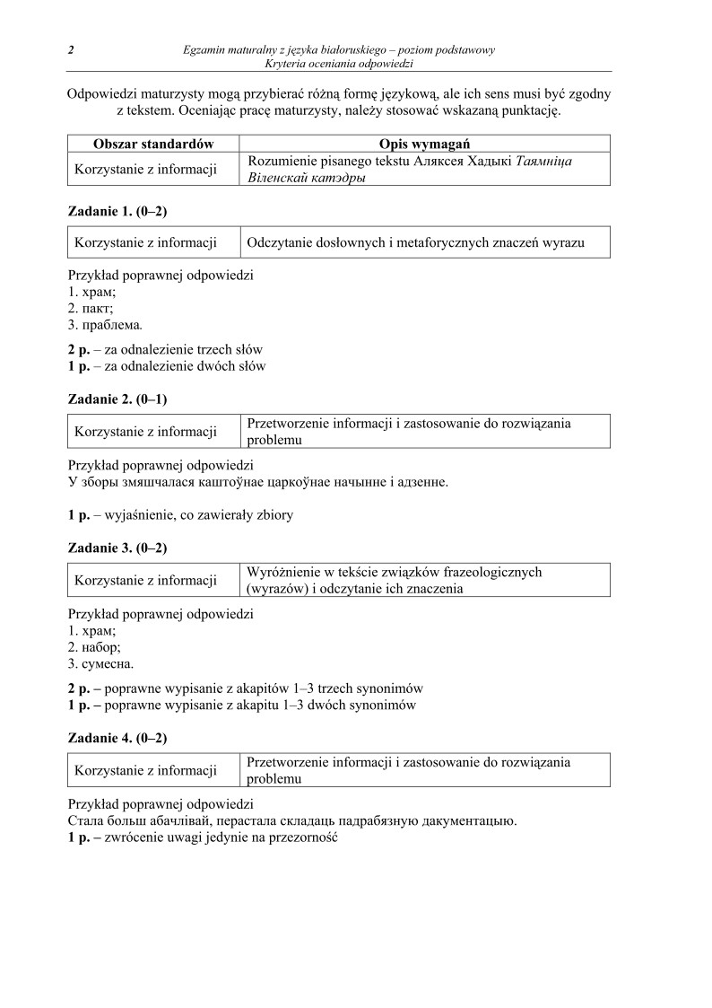 Odpowiedzi - jezyk bialoruski, p. podstawowy, matura 2011-strona-02