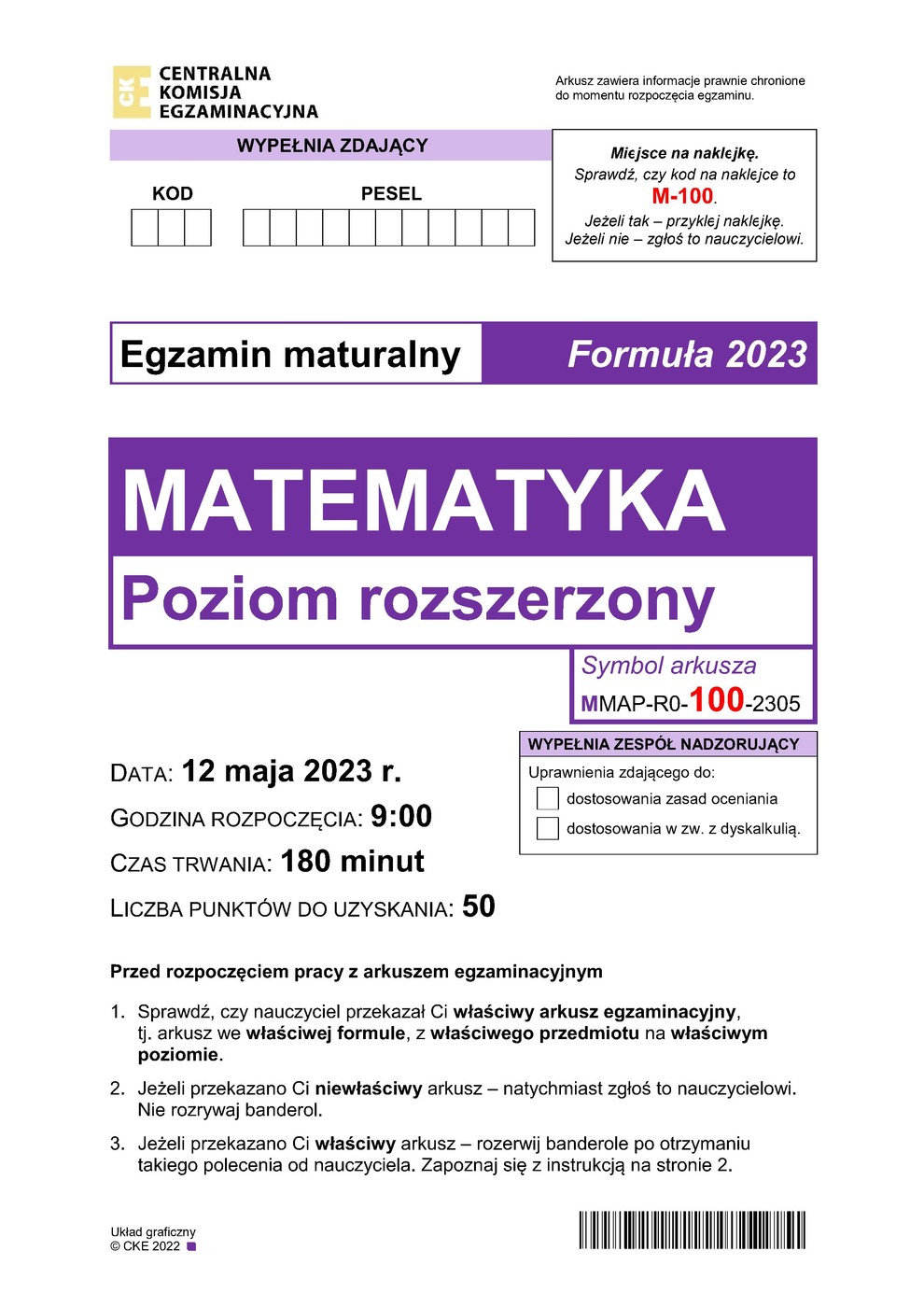 arkusz - matematyka rozszerzony - matura 2023 - maj - 0001