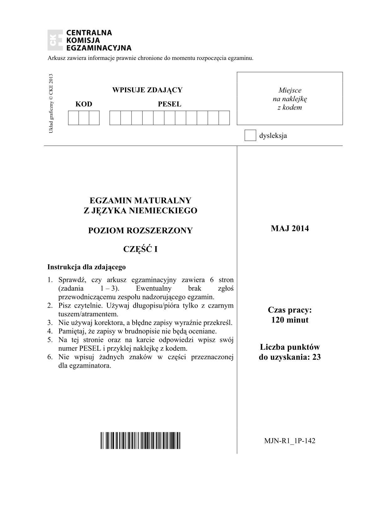 pytania-jezyk-niemiecki-poziom-rozszerzony-czesc-I-matura-2014-str.1