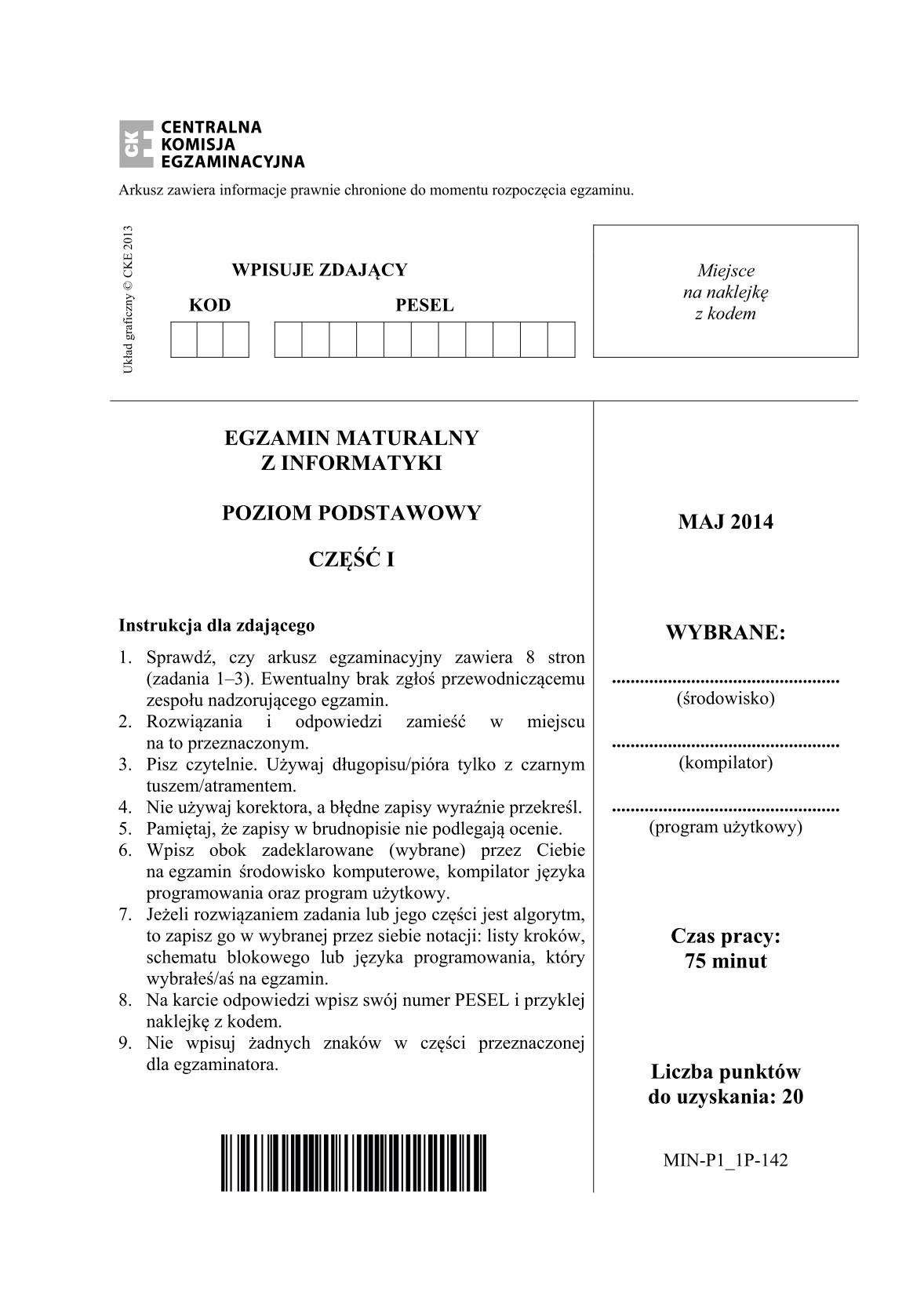 pytania-informatyka-poziom-podstawowy-czesc-I-matura-2014-str.1
