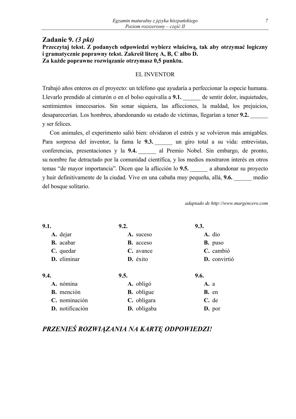 pytania-hiszpanski-poziom-rozszerzony-czesc-II-matura-2014-str.7