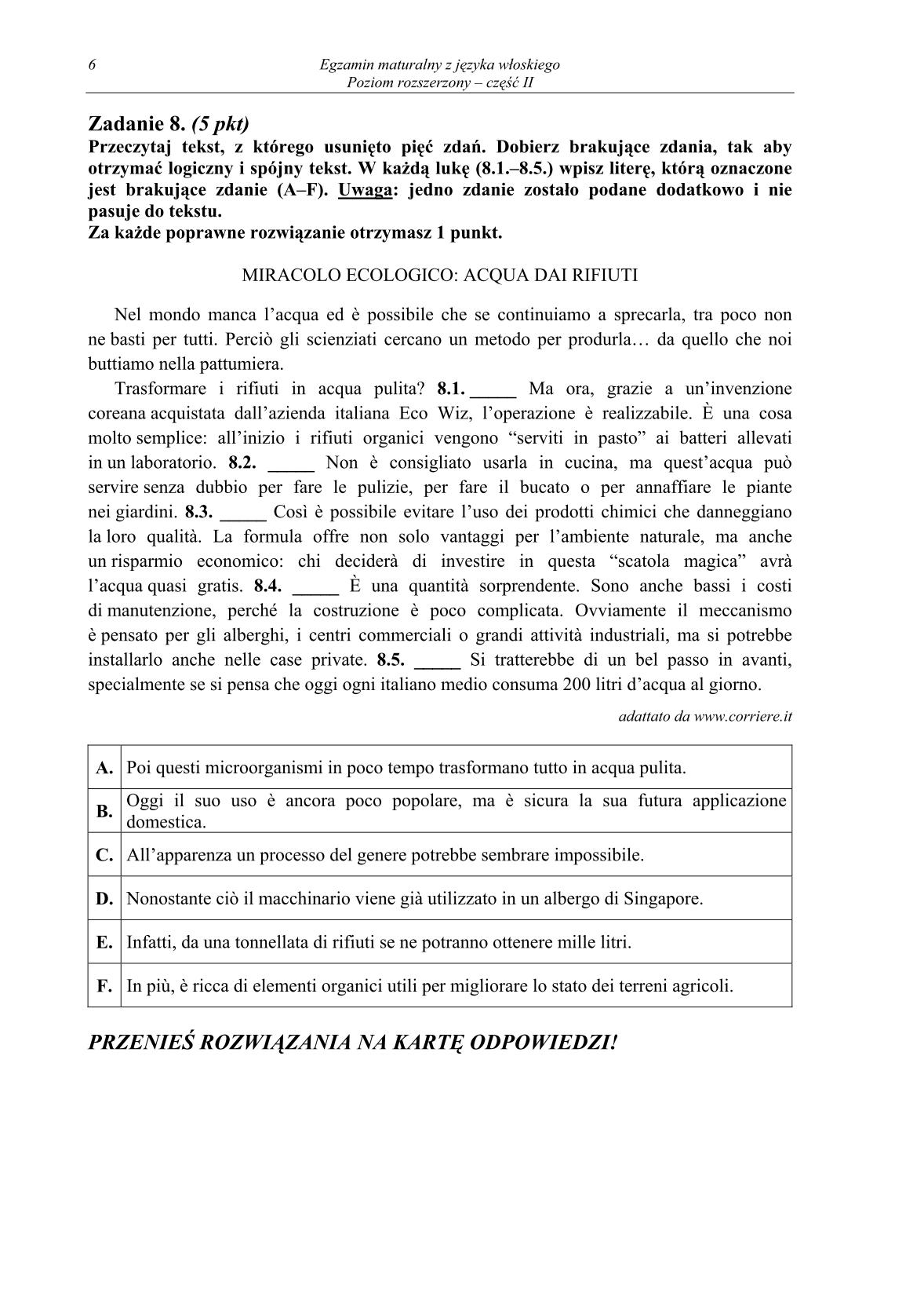 pytania-wloski-poziom-rozszerzony-czesc-II-matura-2014-str.6