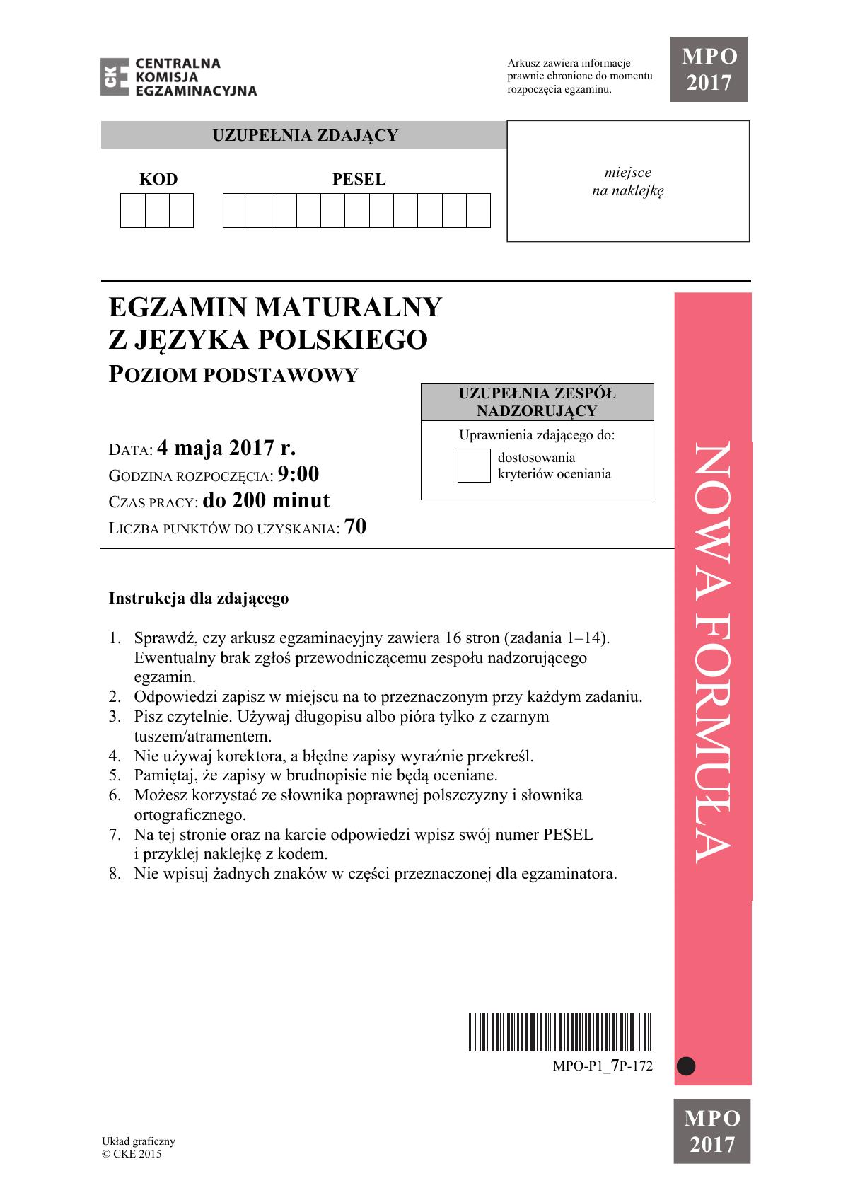 Język polski, matura 2017 - poziom podstawowy dla osób niesłyszących - pytania-01