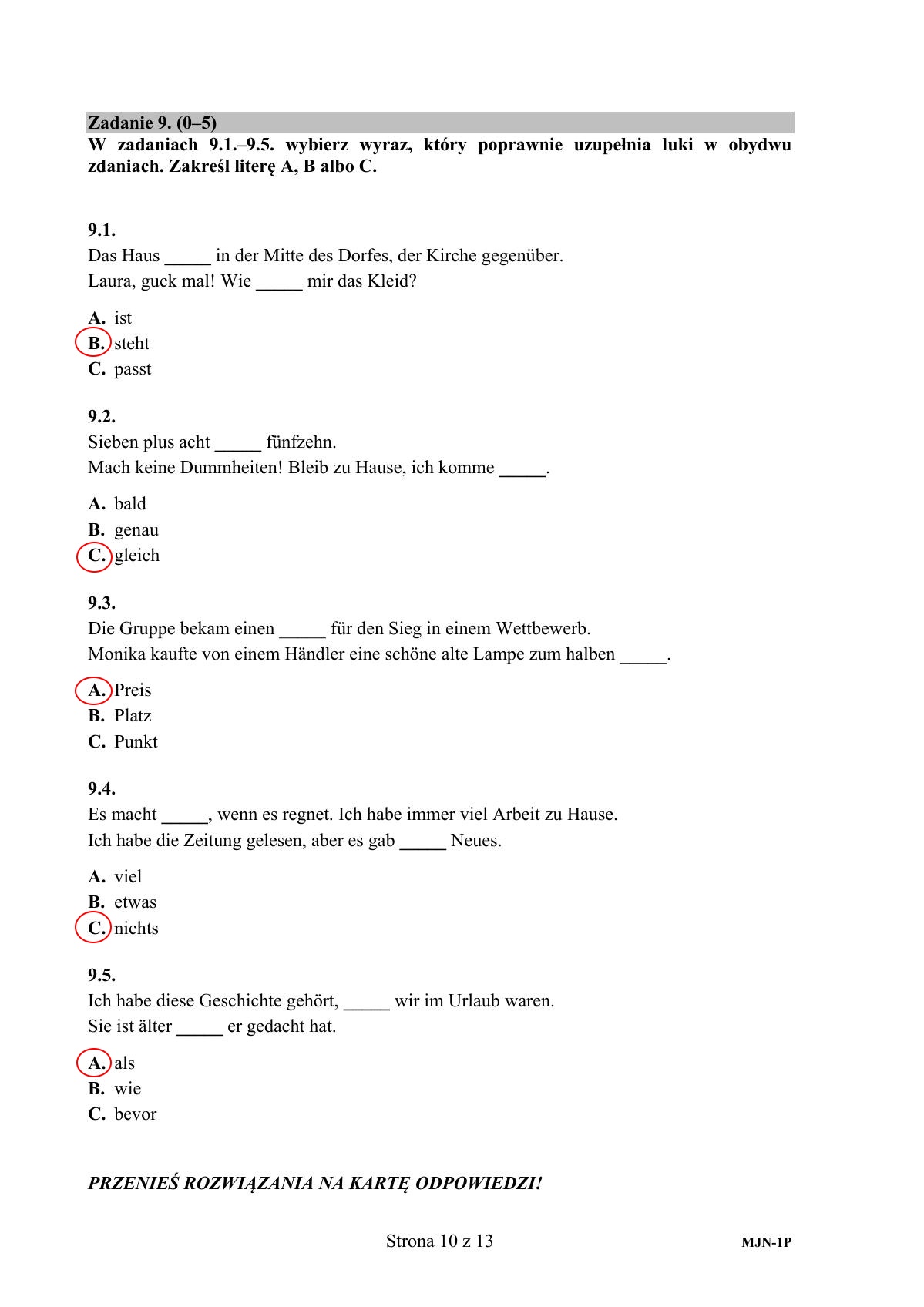 Język niemiecki, matura 2017 - poziom podstawowy - pytania i odpowiedzi-10