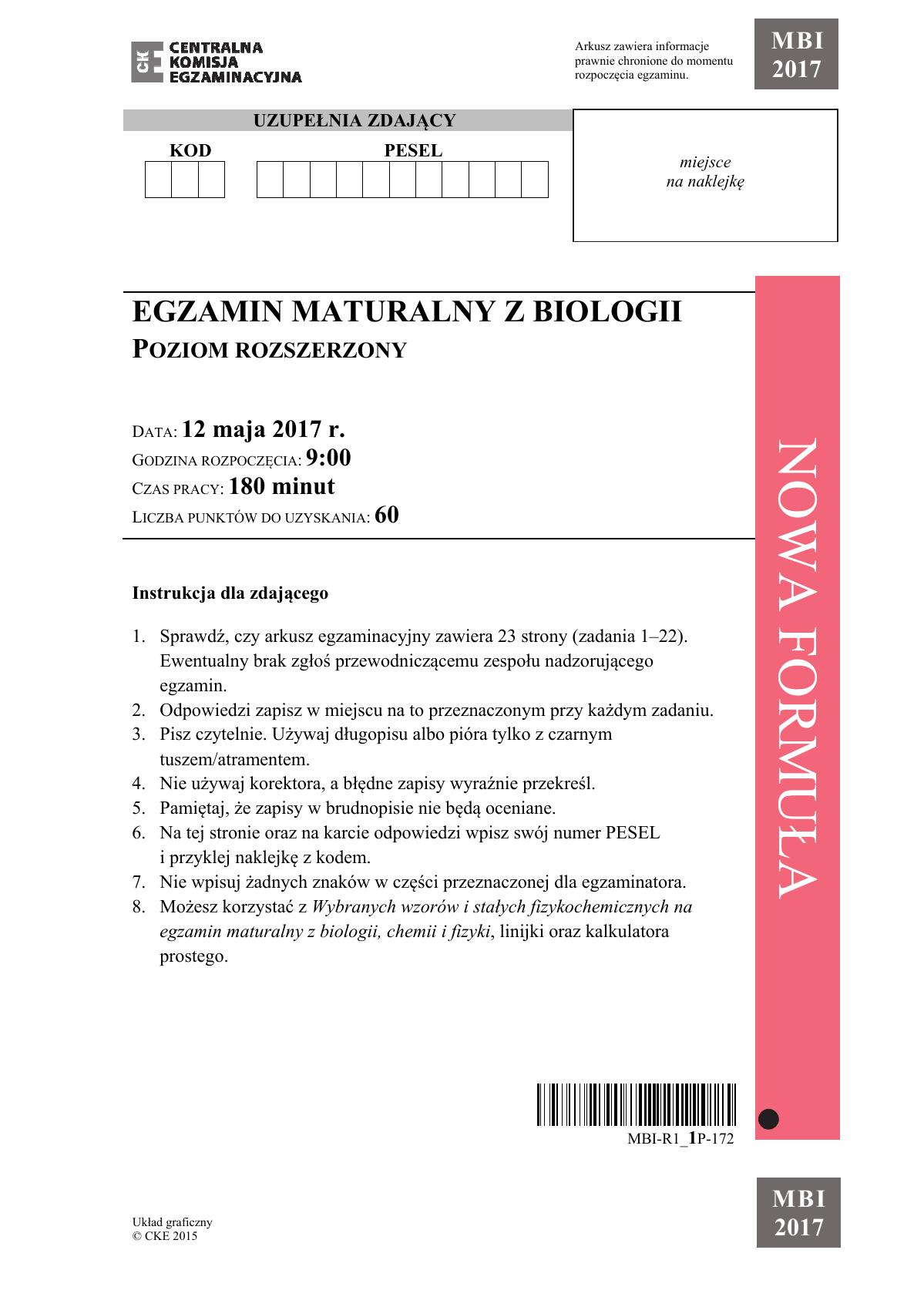 Biologia, matura 2017 - poziom rozszerzony - pytania-01