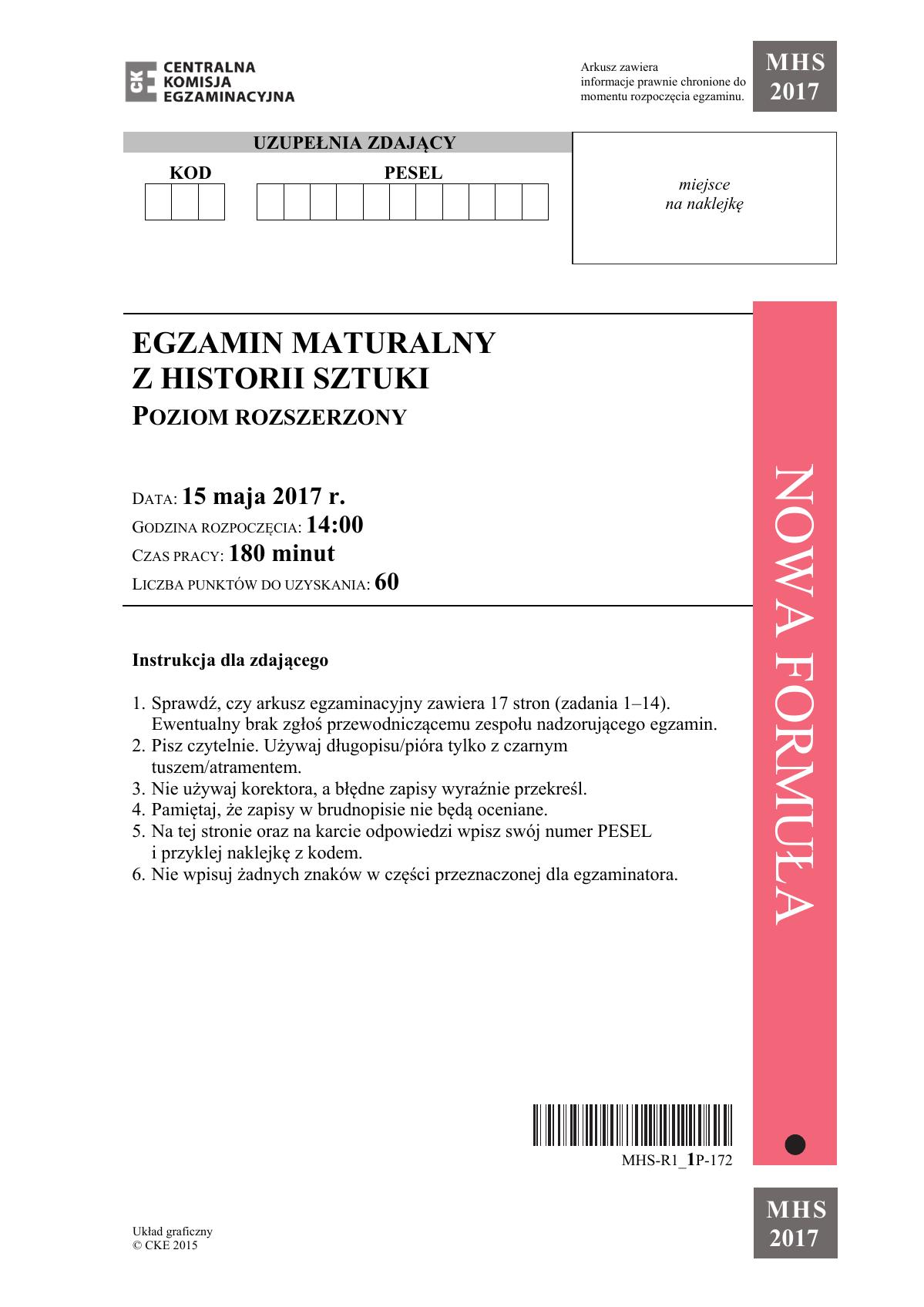 Historia sztuki, matura 2017 - poziom rozszerzony - pytania-01