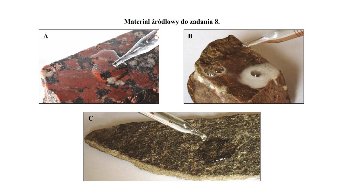 Trzy skały do zadania 8 - strona II barwnego materiału źródłowego