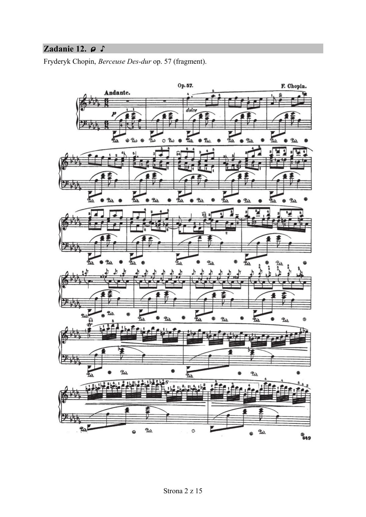 zadanie 12 - Fryderyk Chopin, Berceuse Des-dur op. 57 - fragment-1