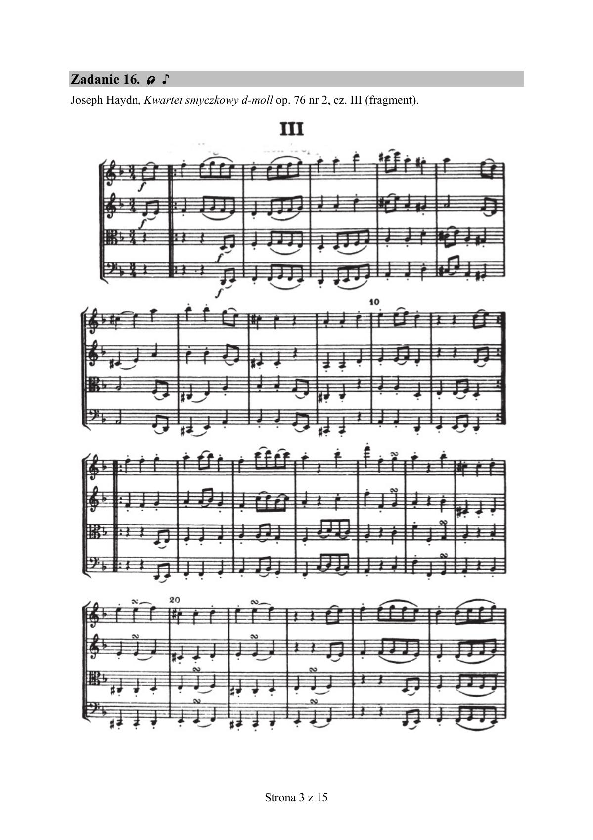 zadanie 16 - Joseph Haydn, Kwartet smyczkowy d-moll op. 76 nr 2, cz. III - fragment-1