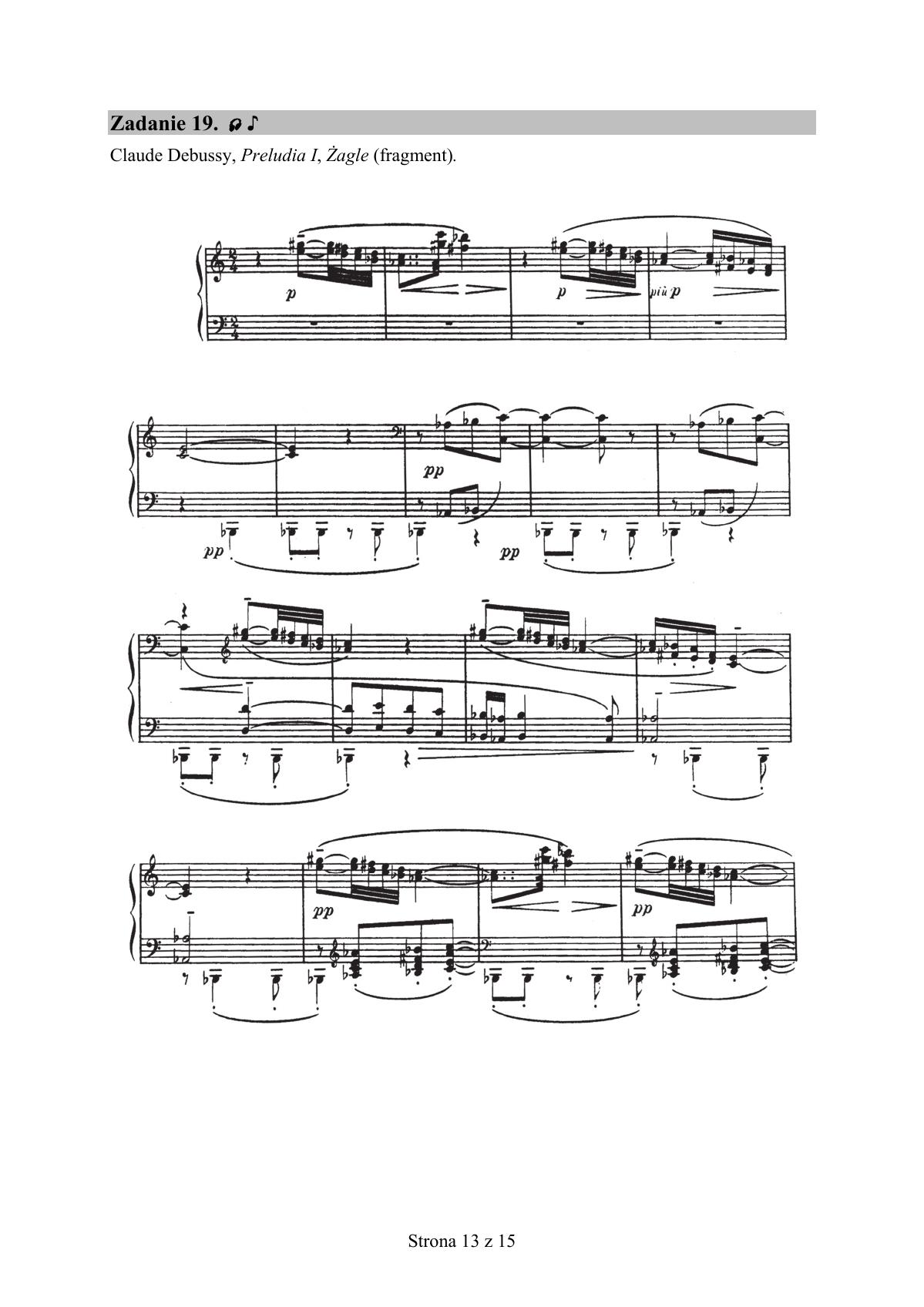 zadanie 19 - Claude Debussy, Preludia I, Żagle - fragment-1