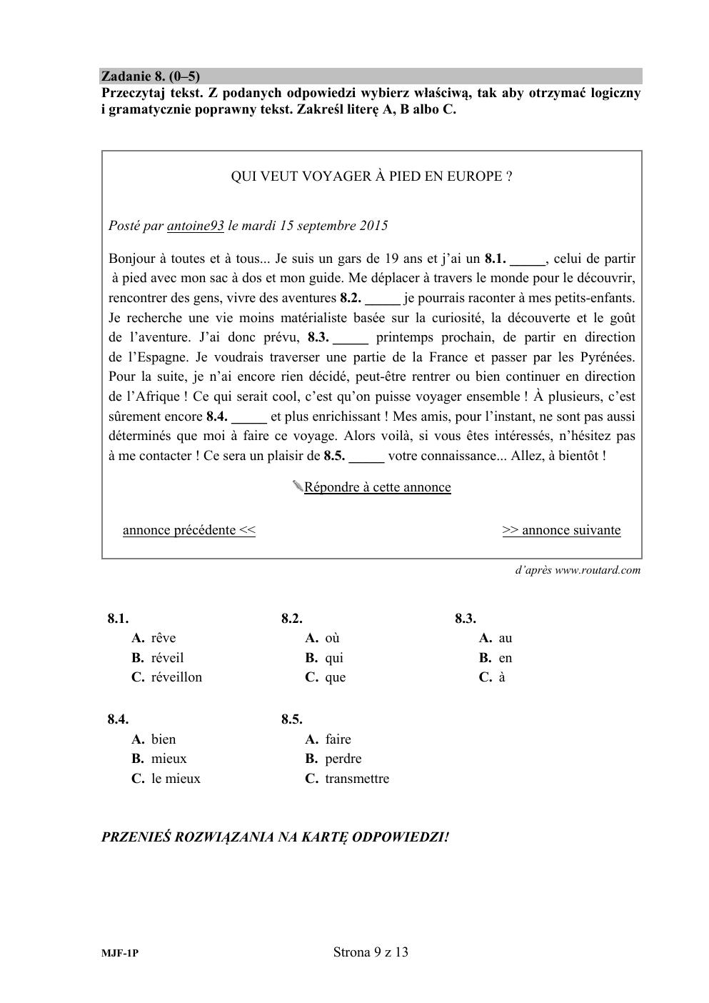 francuski podstawowy - matura 2017 - arkusz-09