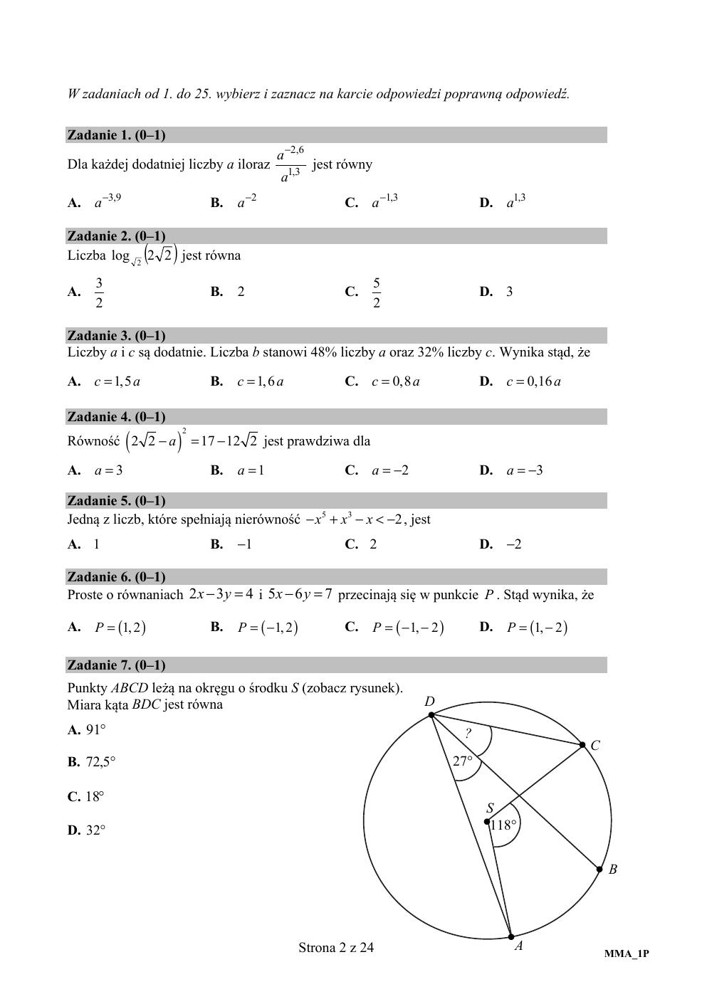 arkusz - matematyka podstawowy - matura 2016 - pytania-02