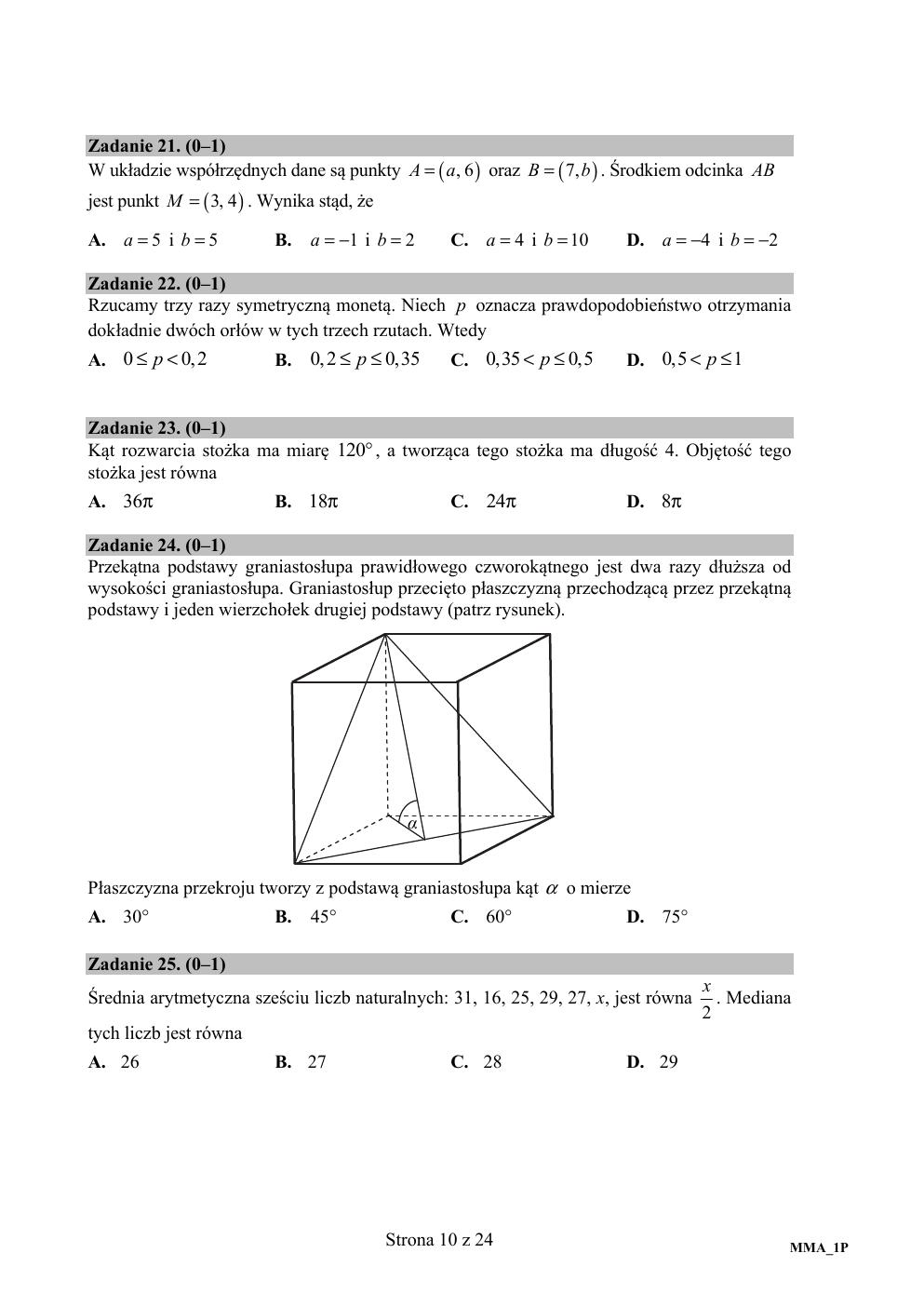 arkusz - matematyka podstawowy - matura 2016 - pytania-10