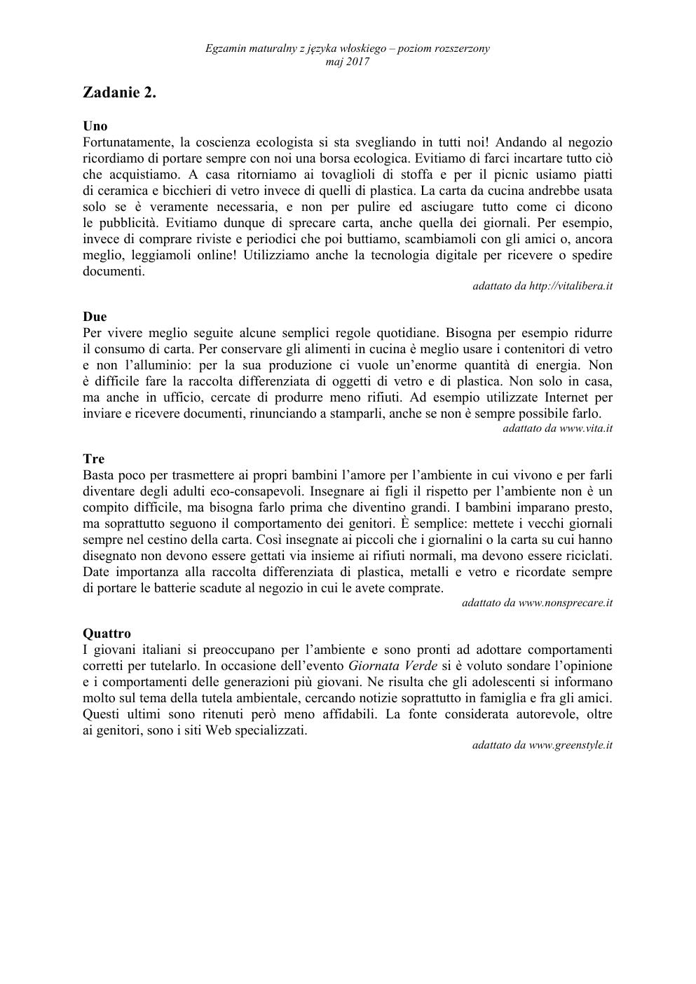 Język włoski, matura 2017 - poziom rozszerzony - transkrypcja-2