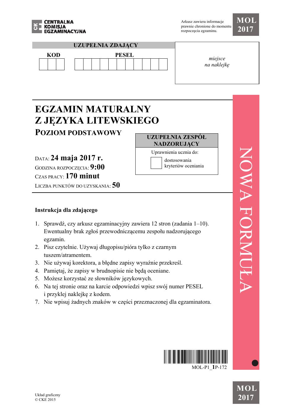 Język litewski, matura 2017 - poziom podstawowy - pytania-01