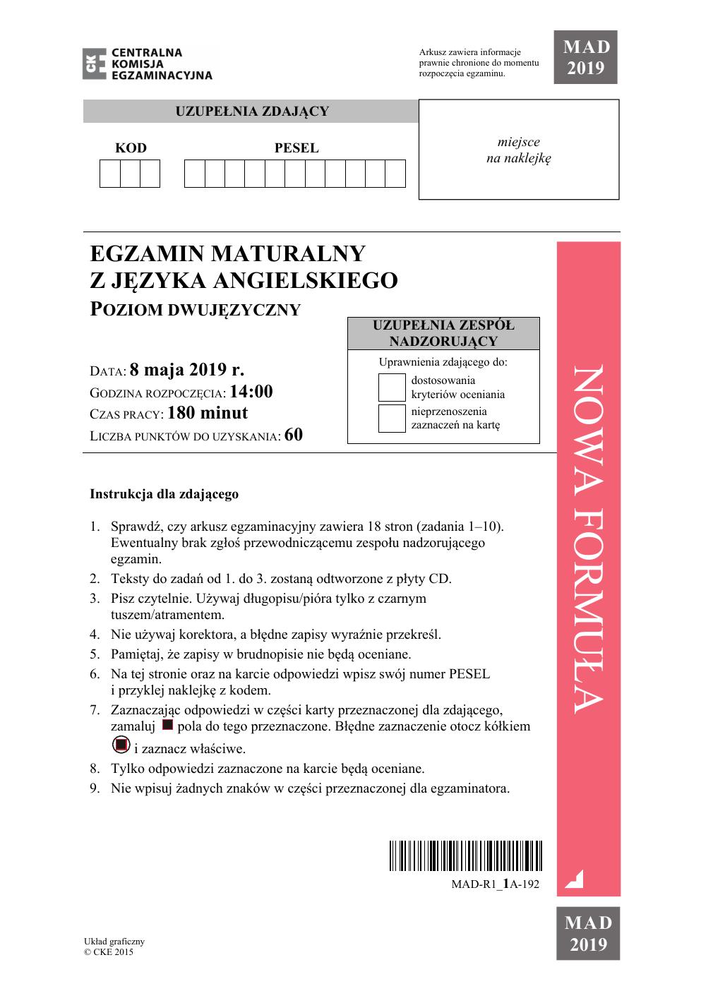 matura 2019 - Język angielski, poziom dwujęzyczny-01