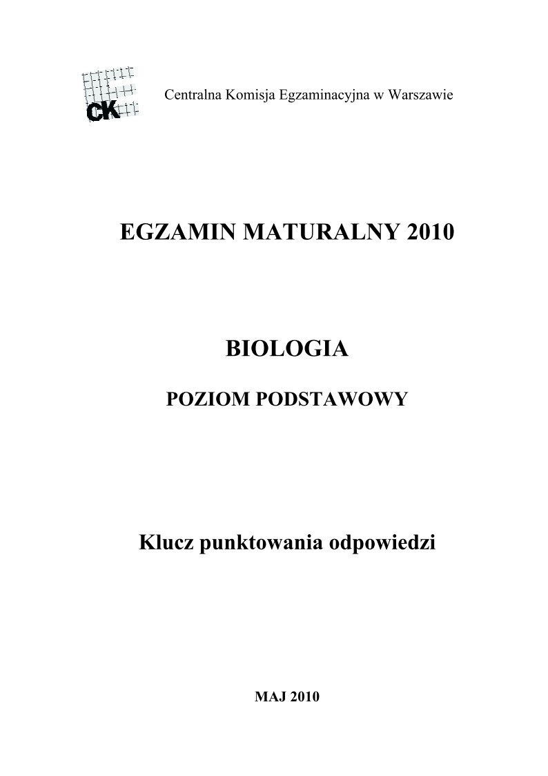 Odpowiedzi - biologia, p. podstawowy, matura 2010-strona-01