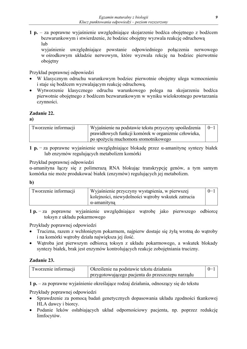 Odpowiedzi - biologia, p. rozszerzony, matura 2010-strona-09