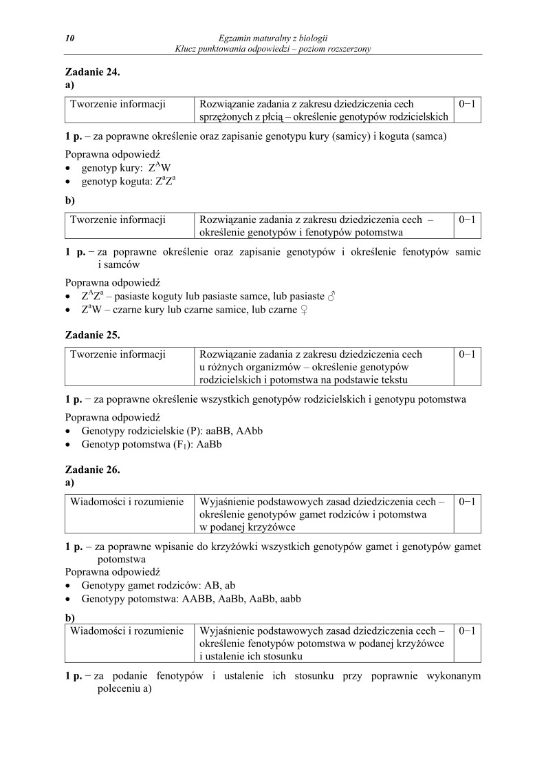 Odpowiedzi - biologia, p. rozszerzony, matura 2010-strona-10