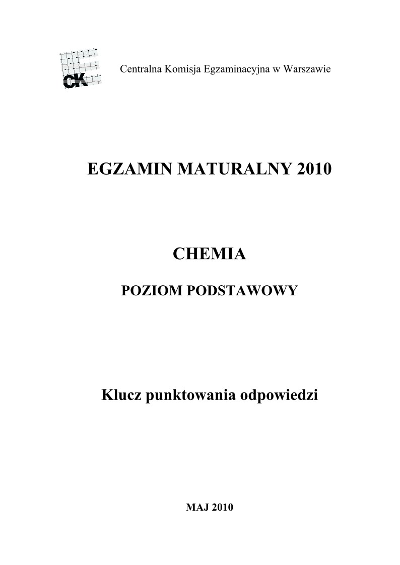 Odpowiedzi- chemia, p. podstawowy, matura 2010-strona-01