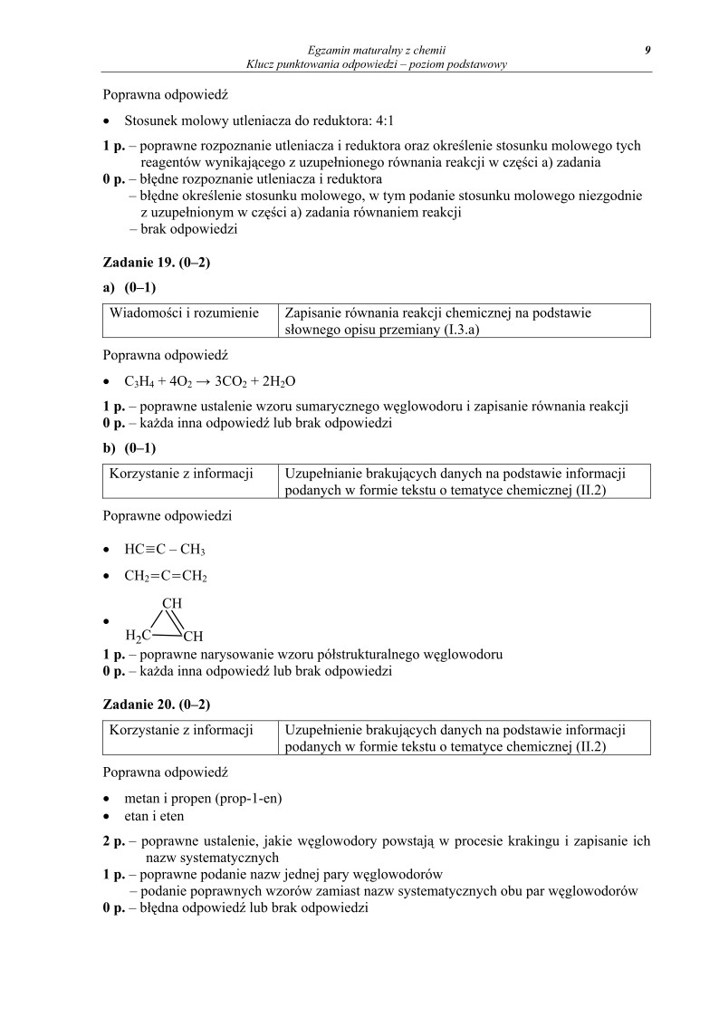 Odpowiedzi- chemia, p. podstawowy, matura 2010-strona-09