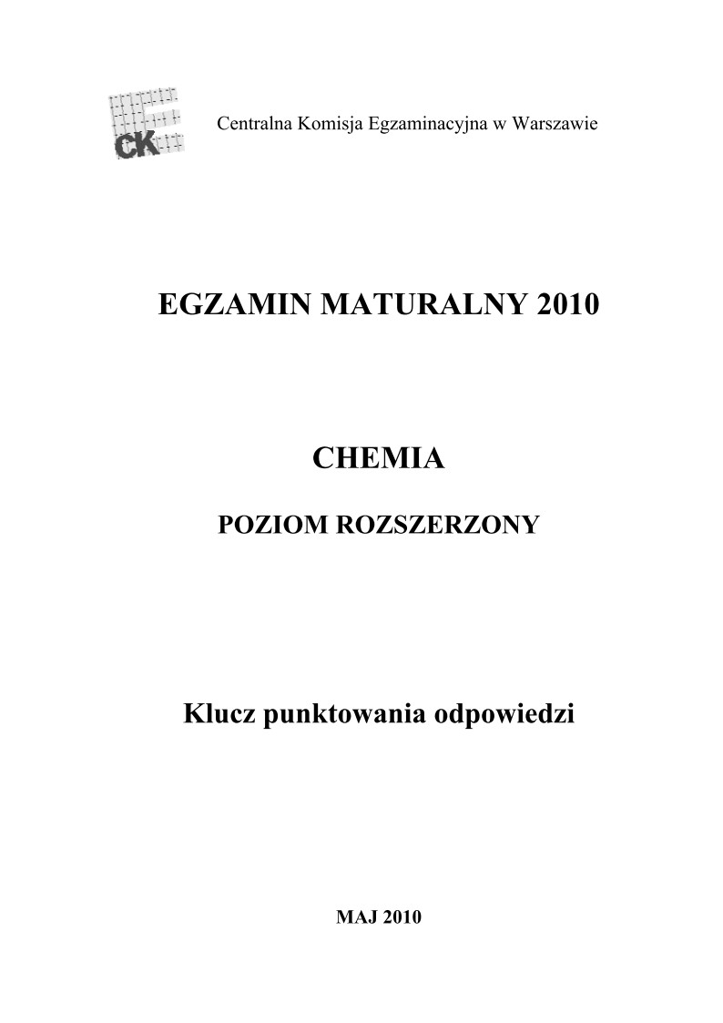 Odpowiedzi - chemia, p. rozszerzony, matura 2010-strona-01