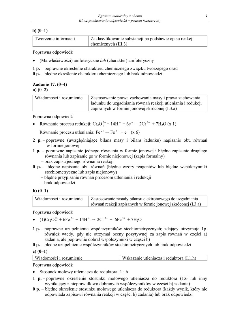 Odpowiedzi - chemia, p. rozszerzony, matura 2010-strona-09