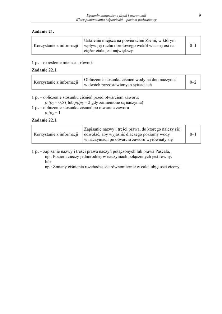 Odpowiedzi - fizyka i astronomia, p. podstawowy, matura 2010-strona-09