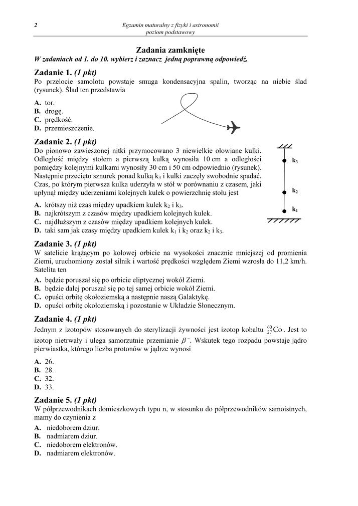 Pytania - fizyka i astronomia, p. podstawowy, matura 2010-strona-02