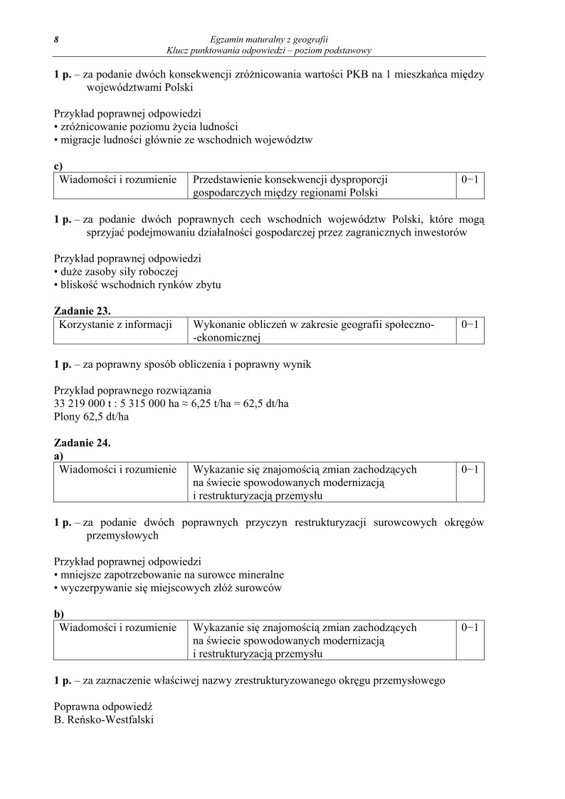 Odpowiedzi - geografia, p. podstawowy, matura 2010-strona-08