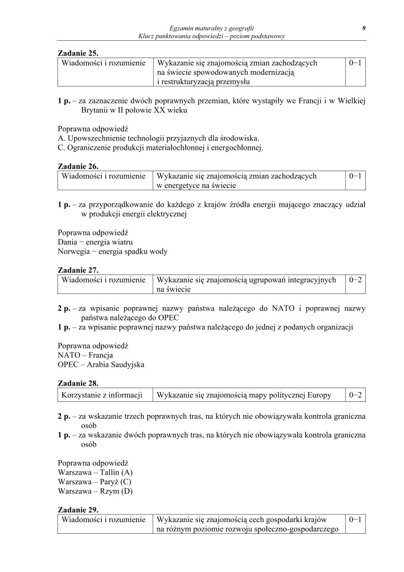 Odpowiedzi - geografia, p. podstawowy, matura 2010-strona-09