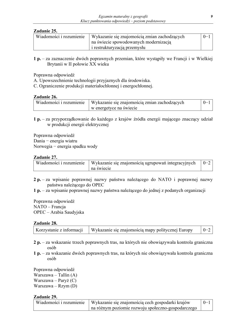 Odpowiedzi - geografia, p. podstawowy, matura 2010-strona-09