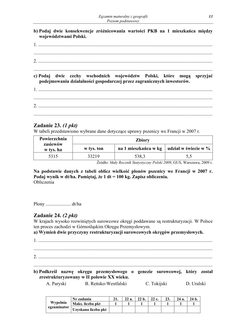Pytania - geografia, p. podstawowy, matura 2010-strona-13