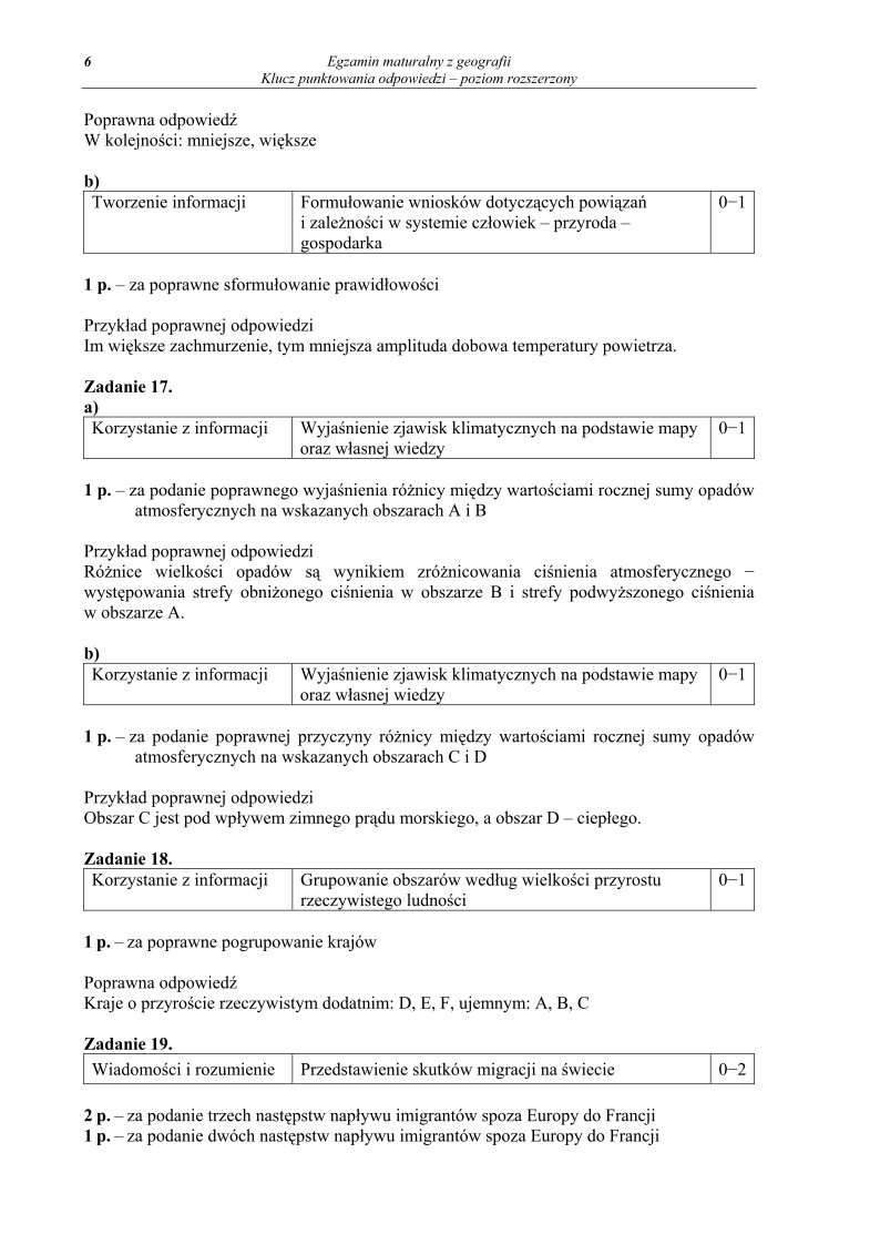 Odpowiedzi - geografia, p. rozszerzony, matura 2010-strona-06