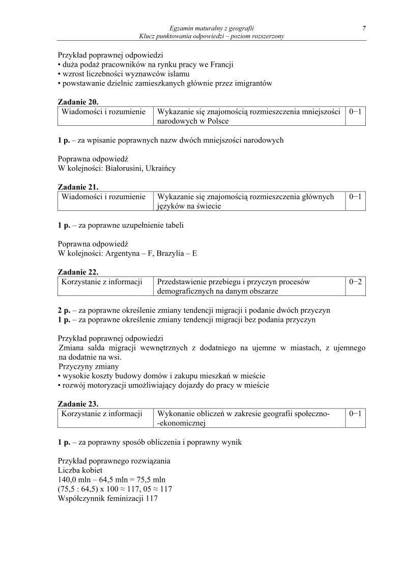 Odpowiedzi - geografia, p. rozszerzony, matura 2010-strona-07