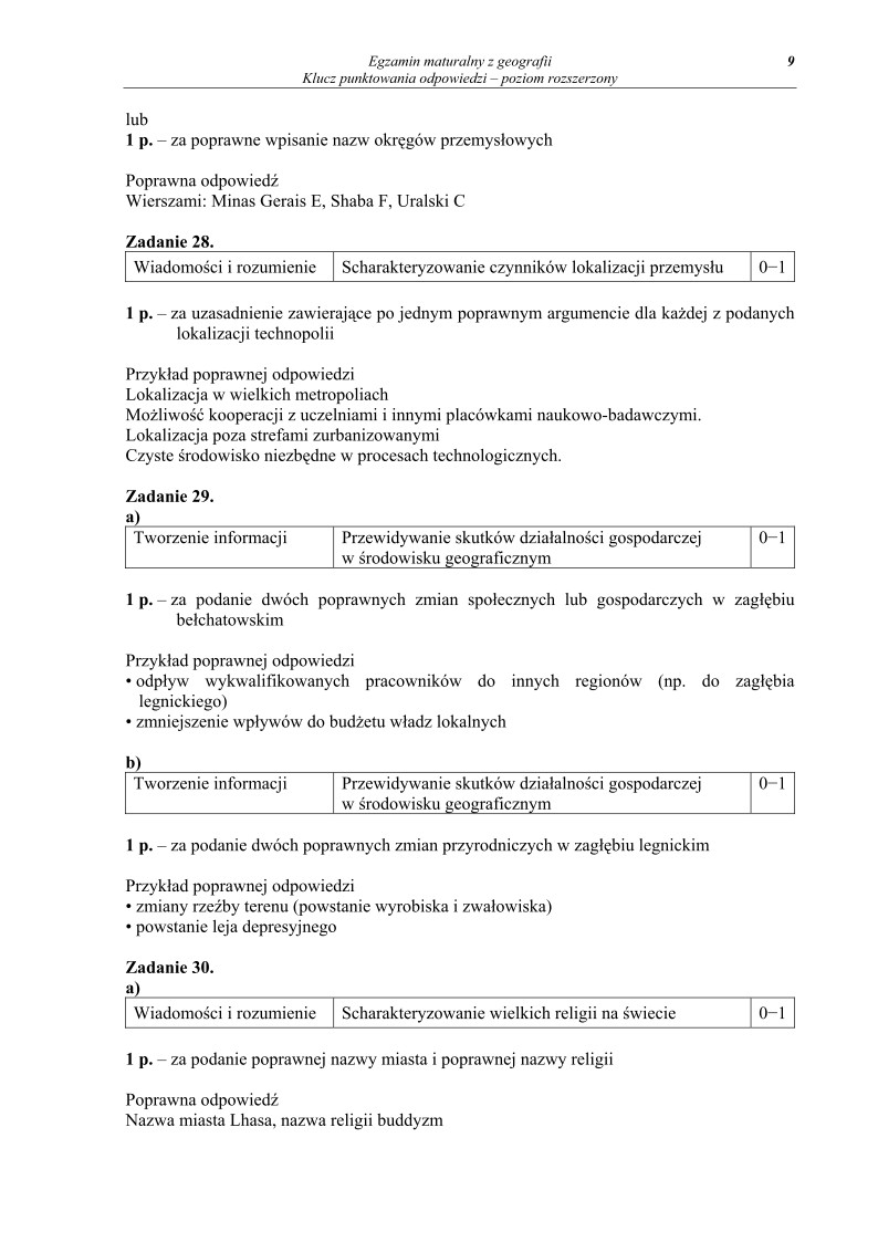 Odpowiedzi - geografia, p. rozszerzony, matura 2010-strona-09