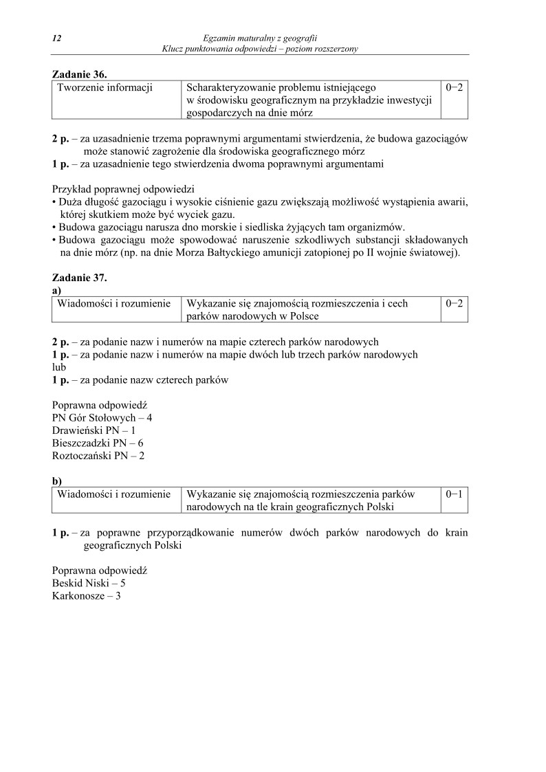 Odpowiedzi - geografia, p. rozszerzony, matura 2010-strona-12