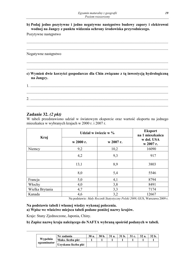 Pytania - geografia, p. rozszerzony, matura 2010-strona-19