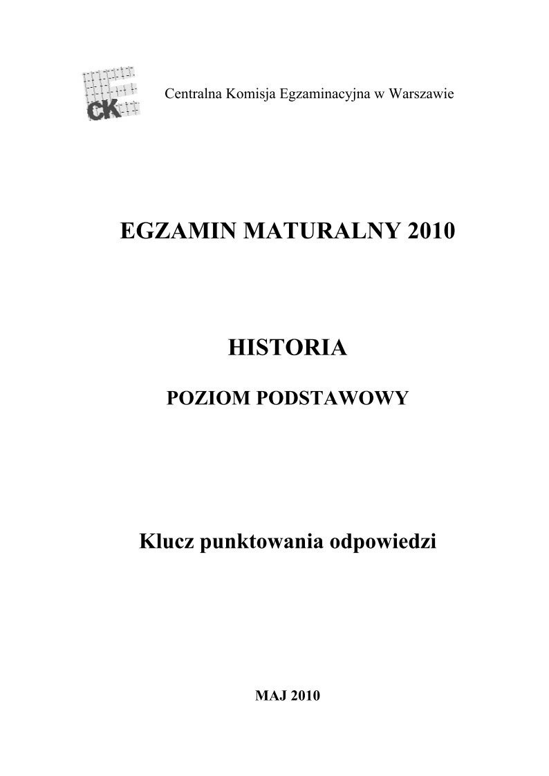 Odpowiedzi - historia, p. podstawowy, matura 2010-strona-01