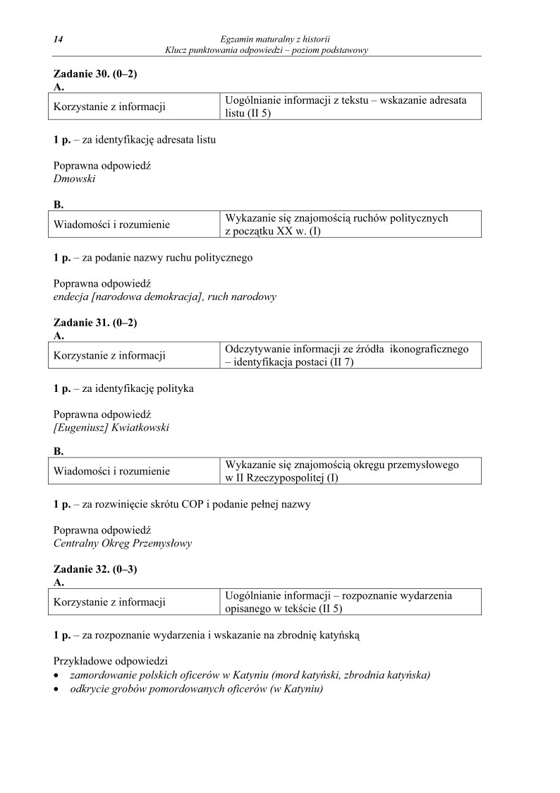 Odpowiedzi - historia, p. podstawowy, matura 2010-strona-14