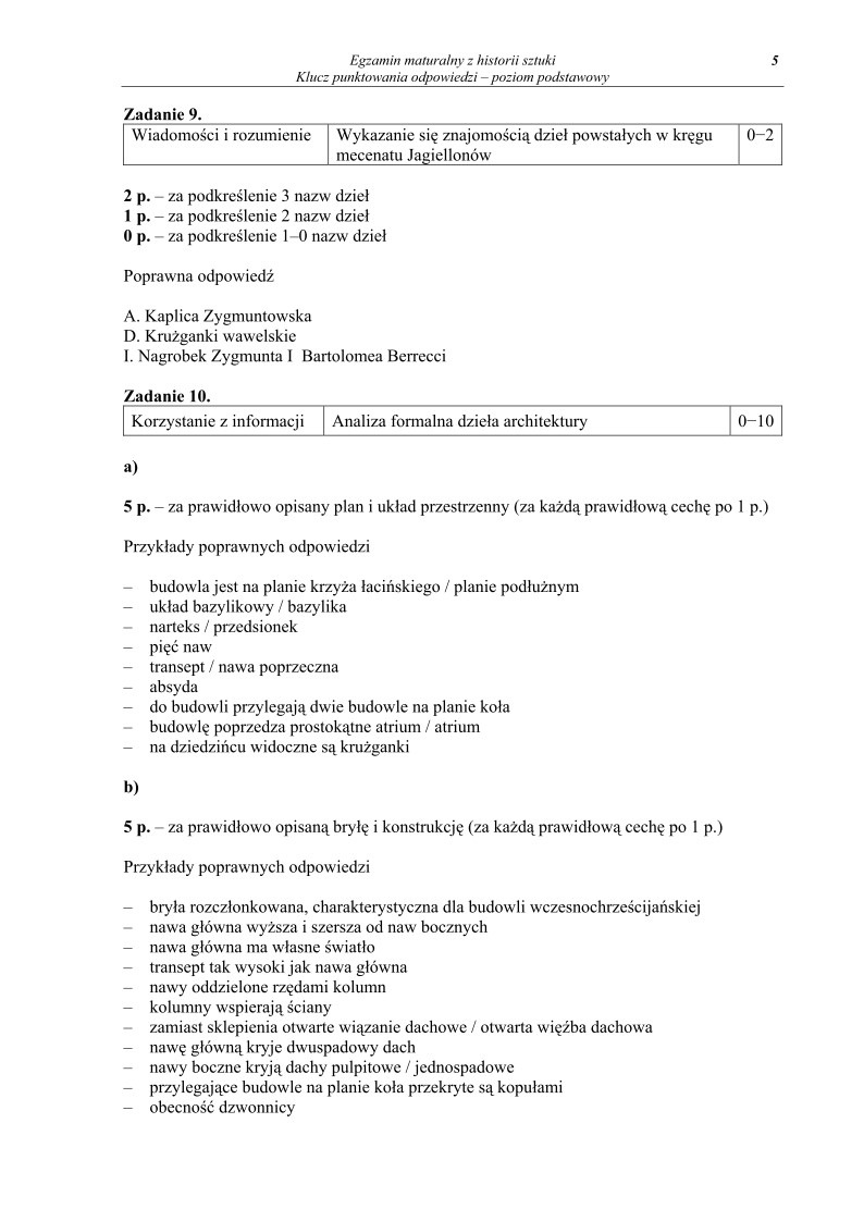 Odpowiedzi - historia sztuki, p. podstawowy, matura 2010-strona-05