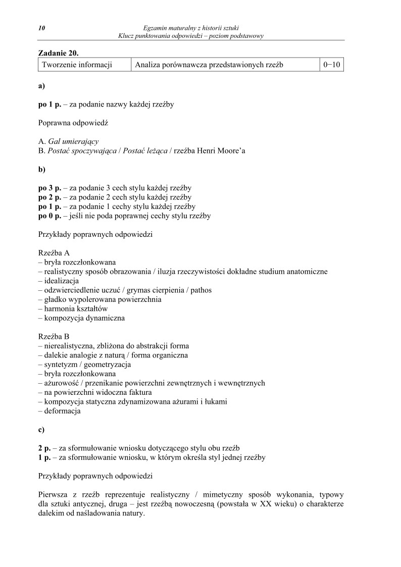 Odpowiedzi - historia sztuki, p. podstawowy, matura 2010-strona-10