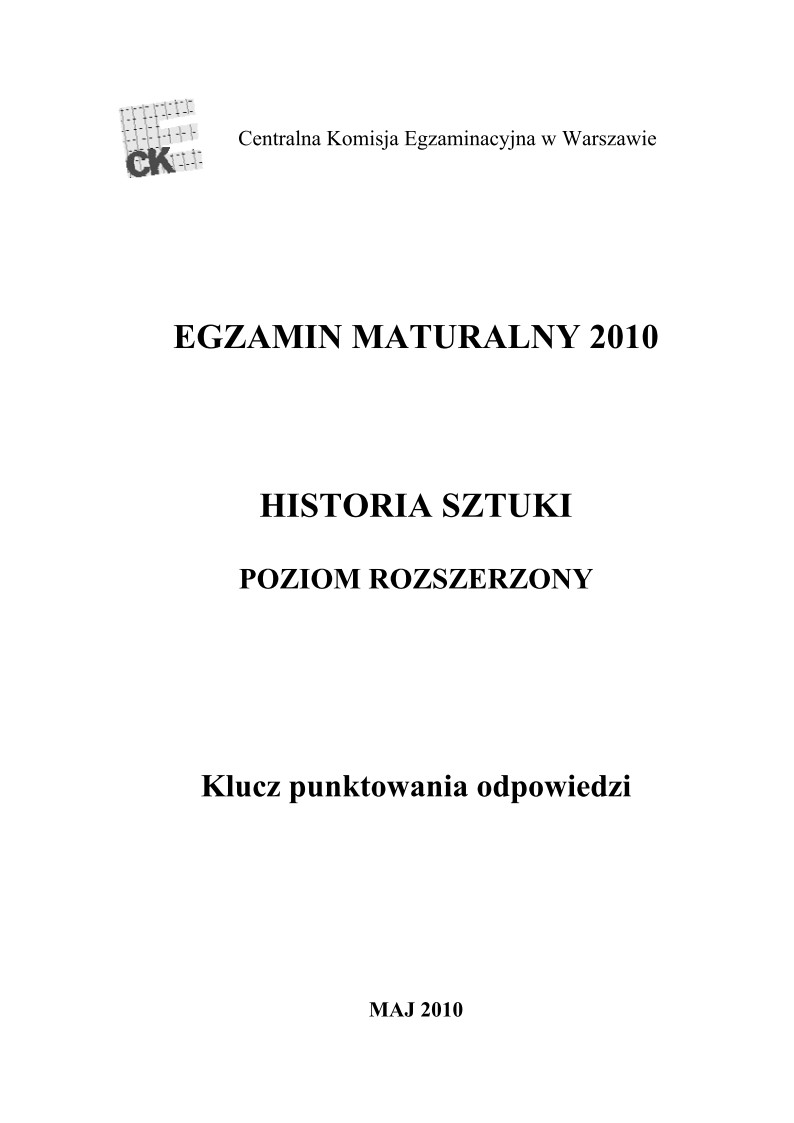Odpowiedzi - historia sztuki, p. rozszerzony, matura 2010-strona-01