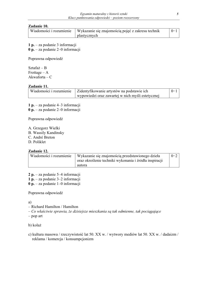 Odpowiedzi - historia sztuki, p. rozszerzony, matura 2010-strona-05