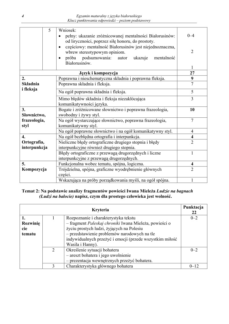 Odpowiedzi - jezyk bialoruski, p. podstawowy , matura 2010-strona-04