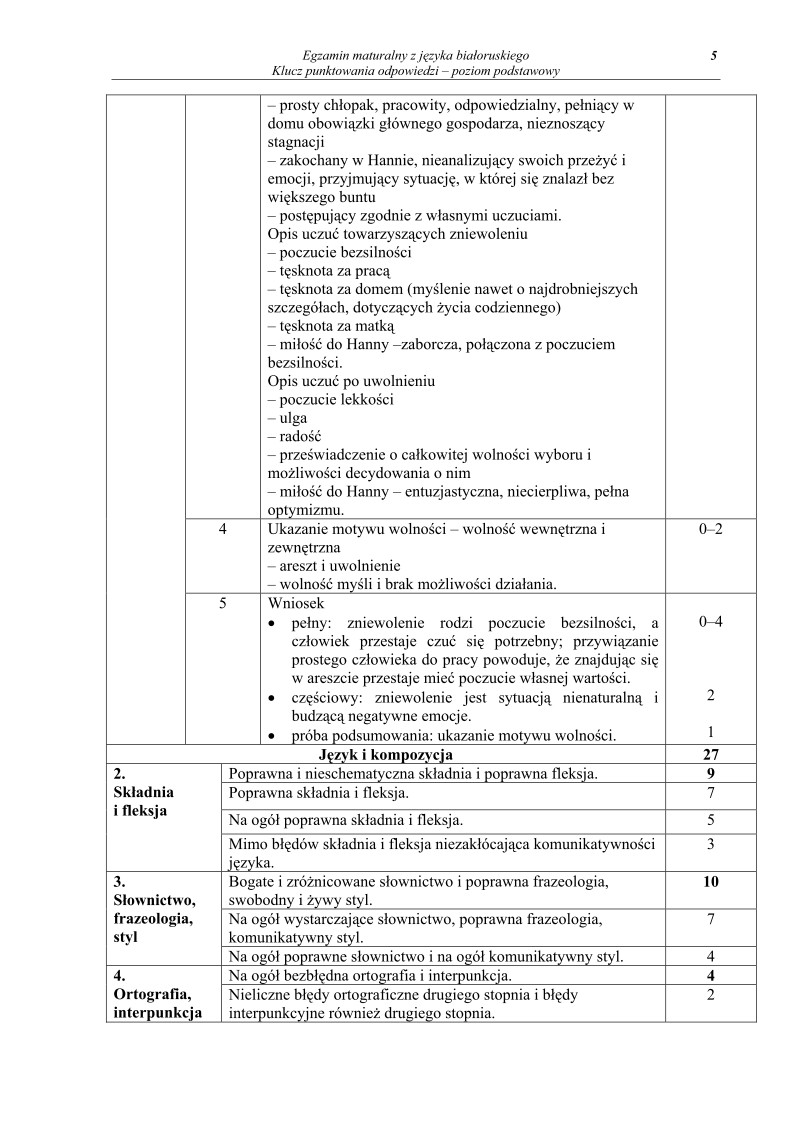 Odpowiedzi - jezyk bialoruski, p. podstawowy , matura 2010-strona-05